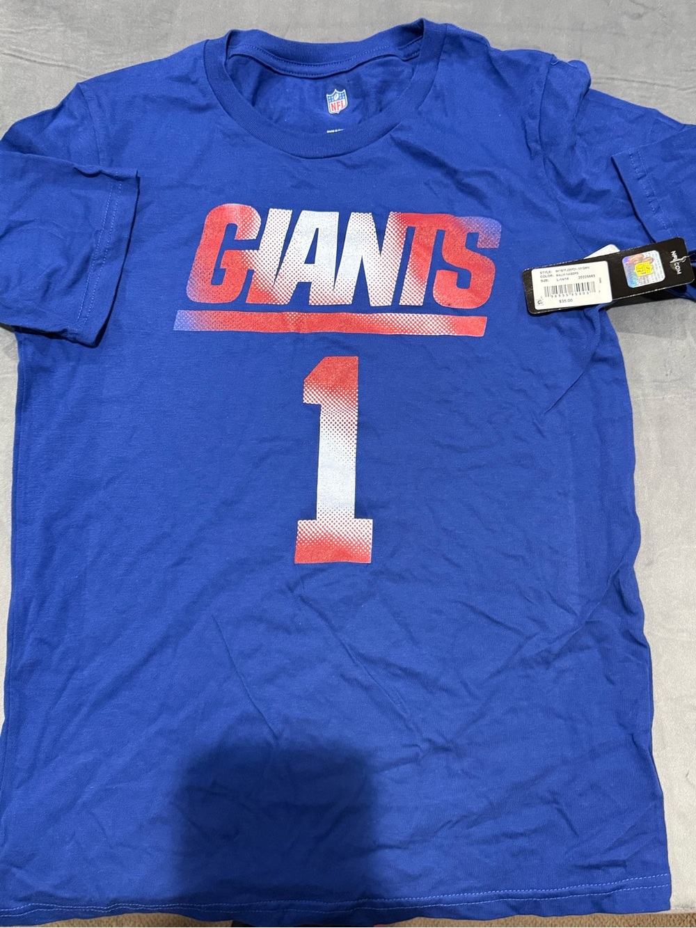 NFL Blue GIANTS Tee with Red & White Graphic